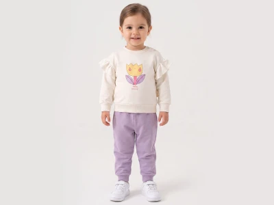 Toptan VOVİDO Lale Baskılı Kız Bebe Takım - Toptan Çocuk Giyim Beniz Kids