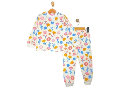 Lale Desenli Kız Pijama Takım