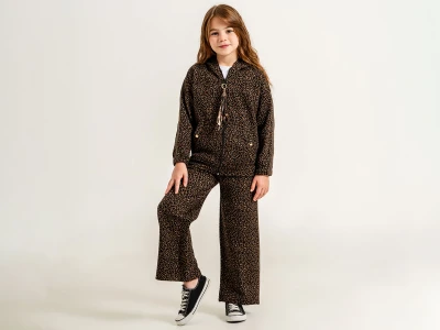 Toptan YAVRUCAK Leopar Desenli İp Detaylı Kız Takım - Toptan Çocuk Giyim Beniz Kids