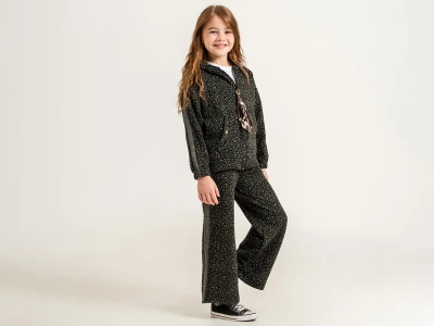 Toptan YAVRUCAK Leopar Desenli İp Detaylı Kız Takım - Toptan Çocuk Giyim Beniz Kids