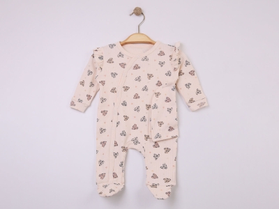 Leopar Desenli Kız Bebe Tulum