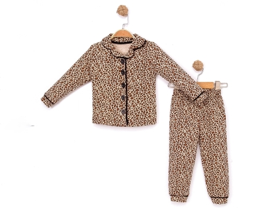 Leopar  Desenli Kız Pijama Takım