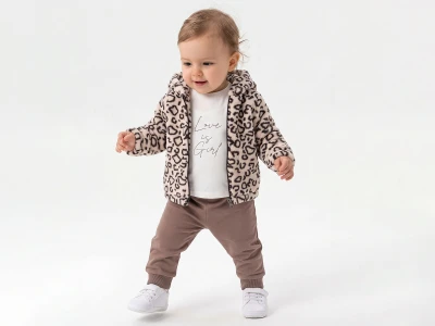 Toptan MİNİTİX Leopar Desenli Şardonlu 3 İp Kız Bebek Takım - Toptan Çocuk Giyim Beniz Kids