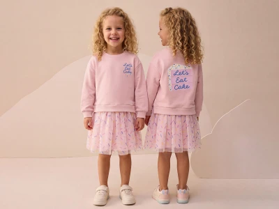 Toptan BUPPER Lets Baskılı 3 İp Elbise - Toptan Çocuk Giyim Beniz Kids