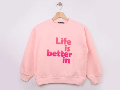 Life Baskılı Kız Sweat 