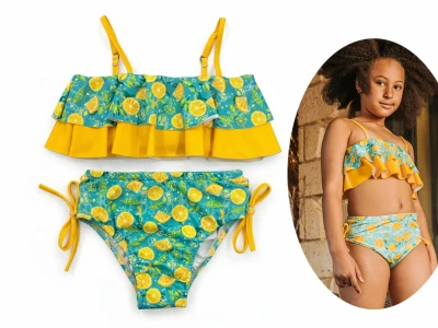 Limon Desenli Kız Mayo Bikini Takım
