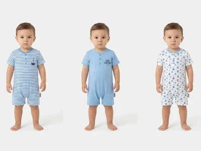 Little Captain Baskılı 3'lü Erkek Bebe Tulum 