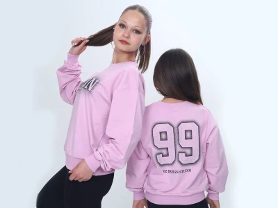 Toptan VIZVIZ Lizbon Baskılı 2 İp Kız Sweat  - Toptan Çocuk Giyim Beniz Kids