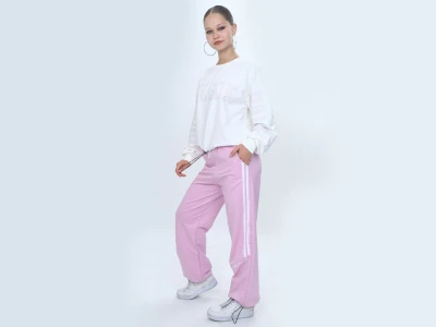 Toptan VIZVIZ Lizbon Baskılı 2 İp Kız Takım  PEMBE - Beniz Bebe