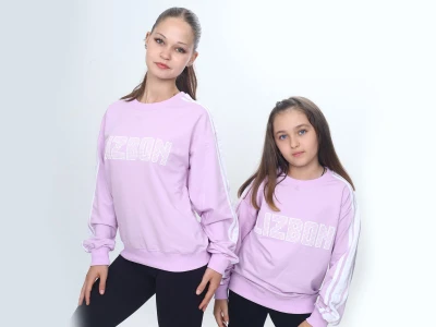 Toptan VIZVIZ Lizbon Baskılı 2 İp Kız Sweat AÇIKPEMBE - Beniz Bebe