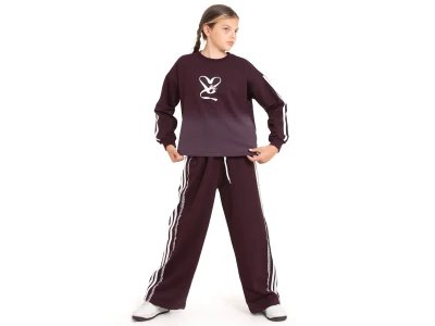 Toptan COOL KİDS Love Baskılı Bel Ayar Lastikli Kız Takım - Toptan Çocuk Giyim Beniz Kids