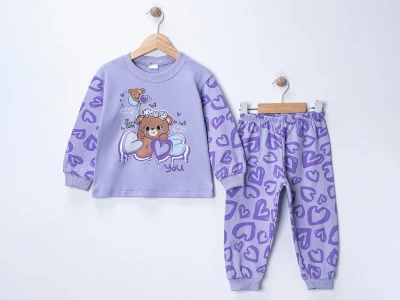 Love Baskılı Kız Pijama Takım 