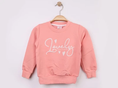 Toptan WENGE KİDS Love Baskılı Kız Sweat  - Toptan Çocuk Giyim Beniz Kids