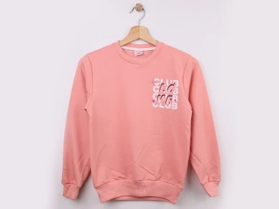 Toptan WENGE KİDS Love Club Baskılı Erkek Sweat  Pink - Beniz Bebe