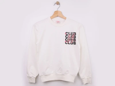 Toptan WENGE KİDS Love Club Baskılı Erkek Sweat  White - Beniz Bebe