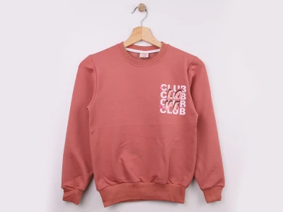 Toptan WENGE KİDS Love Club Baskılı Erkek Sweat  Rose - Beniz Bebe