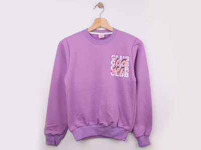 Toptan WENGE KİDS Love Club Baskılı Erkek Sweat  Lilac - Beniz Bebe