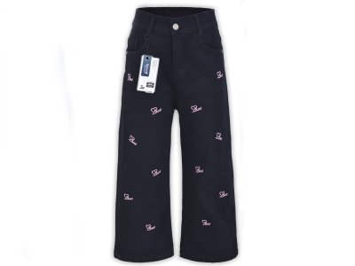Love Nakışlı Geniş Paça Kız Kot Pantolon