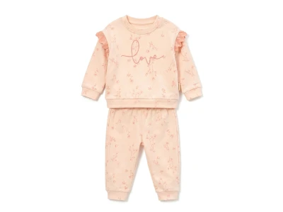 Toptan VOVİDO Love Nakışlı Kız Bebek Takım SOMON - Beniz Bebe