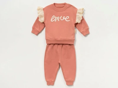 Toptan VOVİDO Love Nakışlı Kız Bebek Takım - Toptan Çocuk Giyim Beniz Kids