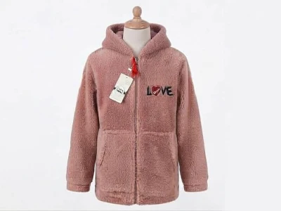 Toptan STAR POP Love Nakışlı Kız Peluş Hırka - Toptan Çocuk Giyim Beniz Kids