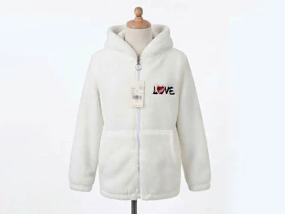 Toptan STAR POP Love Nakışlı Kız Peluş Hırka BEYAZ - Beniz Bebe
