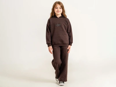 Toptan YAVRUCAK Love Nakışlı Taş Detaylı 3 İp Şardonlu Kız Takım  - Toptan Çocuk Giyim Beniz Kids