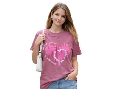 Love You Baskılı Kız Tişört