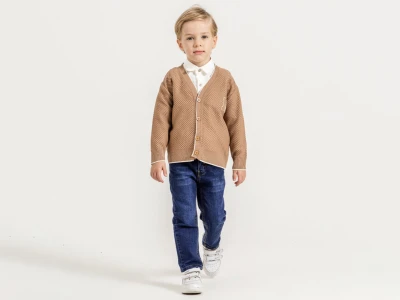 Toptan YAVRUCAK M Detay 3'lü Erkek Takım Light Brown - Beniz Bebe