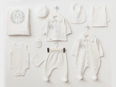 Toptan MİNİZEYN M Nakışlı  10lü Erkek Bebe Hastane Çıkışı Set White - Beniz Bebe