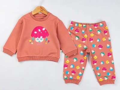Toptan COMİX Mantar Baskılı Kız Takım GÜLKURUSU - Beniz Bebe