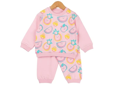 Toptan COMİX Meyve Desenli Kız Bebek Takım PEMBE - Beniz Bebe