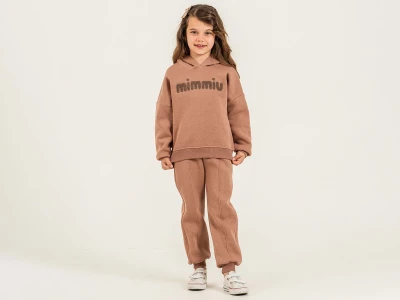 Toptan PAMPAL KİDS Mimmiu Nakışlı 3 İp Şardonlu Kız Takım  - Toptan Çocuk Giyim Beniz Kids
