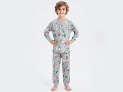 Toptan İSOBEL Minecraft Baskılı Erkek Pijama Takım - Toptan Çocuk Giyim Beniz Kids