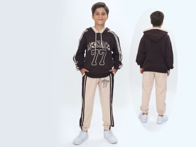 Toptan VIZVIZ Monaco Baskılı 2 İp Erkek Takım  - Toptan Çocuk Giyim Beniz Kids