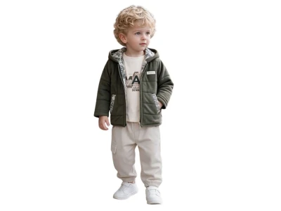 Toptan JUNİOR CLASS Montlu 3'lü Erkek Bebek Takım - Toptan Çocuk Giyim Beniz Kids