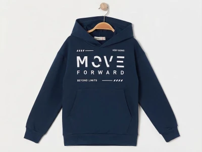 Toptan RUHAT KİDS Move Baskılı Kanguru Cepli Kapşonlu 3 İp Şardonlu Erkek Sweat  - Toptan Çocuk Giyim Beniz Kids