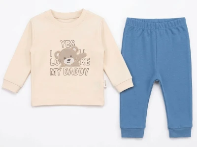 Toptan MİNİMAİ My Daddy Detay Erkek Bebek Takım MAVİ - Beniz Bebe