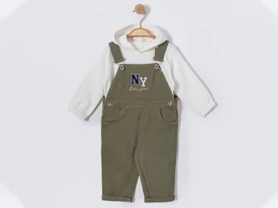 NY Nakışlı Salopetli Sweatli Erkek Bebe Takım 