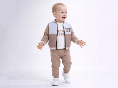 Toptan MİNİTİX NY Şardonlu 3 İp Şardonlu 3'Lü Erkek Bebek Takım - Toptan Çocuk Giyim Beniz Kids
