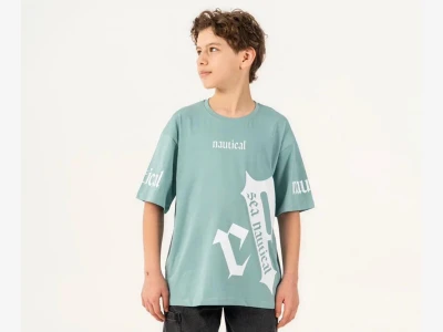 Nautical Baskılı Oversize Erkek Tişört