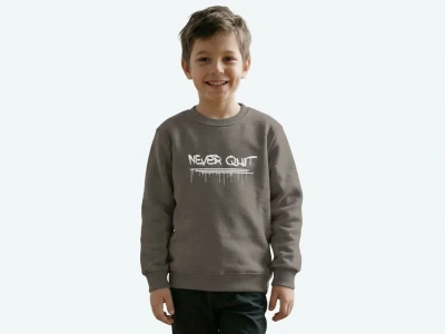 Toptan TANEM KİDS Never Quit Baskılı Şardonlu 3 İp Erkek Çocuk Takım GRİ - Beniz Bebe