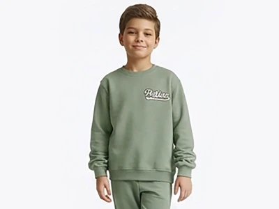 Toptan TANEM KİDS Prblines Baskılı Şardonlu 3'İp Erkek Çocuk Sweat YEŞİL - Beniz Bebe