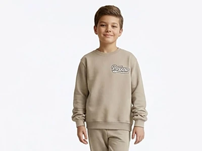 Toptan TANEM KİDS Prblines Baskılı Şardonlu 3'İp Erkek Çocuk Sweat BEJ - Beniz Bebe