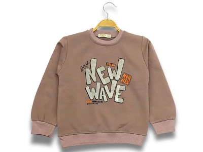 Toptan DIGIDIK KİDS New Baskılı 2 İp Erkek Sweat  KAHVERENGİ - Beniz Bebe