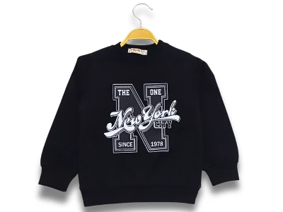 Toptan DIGIDIK KİDS New York Baskılı 2 İp Erkek Sweat  LACİVERT - Beniz Bebe
