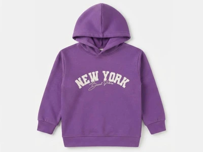Toptan CMK New York Baskılı Kapşonlu 3 İp Şardonlu Kız Takım  - Toptan Çocuk Giyim Beniz Kids