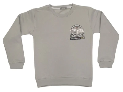Toptan TANEM KİDS New York Baskılı Şardonlu 3 İp Erkek Sweat Grey - Beniz Bebe