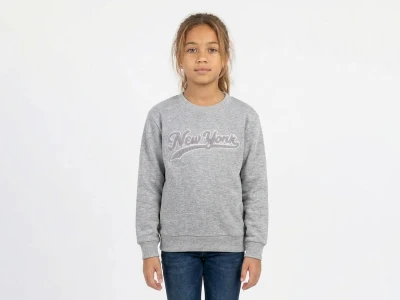 Toptan İ-CAN New York Nakışlı Kız Sweat GRİ - Beniz Bebe