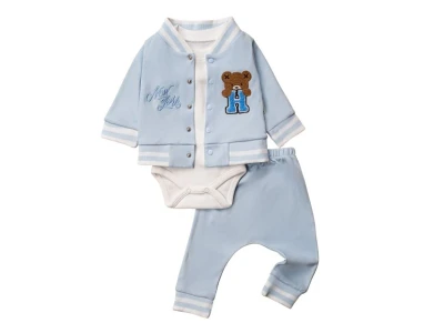 Toptan HOPY BABY Newyork Detaylı 3'lü Bebek Takım - Toptan Çocuk Giyim Beniz Kids
